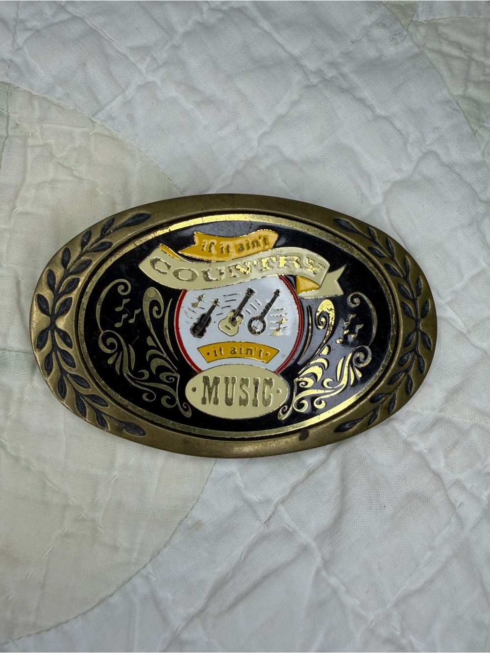 VTG 80s Aminco Solid Brass Belt Buckle Country Western Cowboy